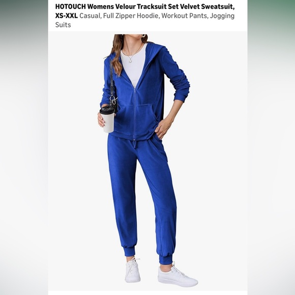 Blue Velour Tracksuit Set Medium - Picture 3 of 3